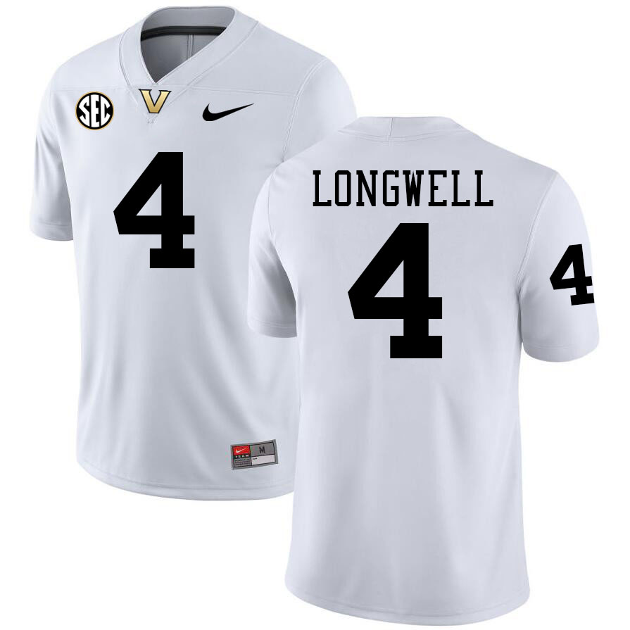 Bryan Longwell Jersey,Vanderbilt Commodores #4 Bryan Longwell Football Jersey,Uniforms-White